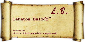 Lakatos Baldó névjegykártya